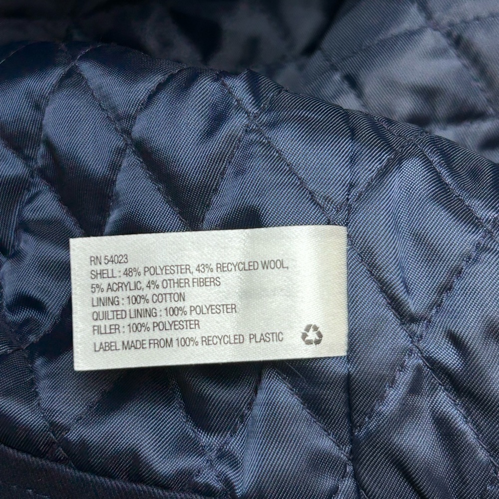 Gap Navy Blue Green Plaid Wool Blend Moto Jacket Quilted Inside Size Large - Picture 5 of 10